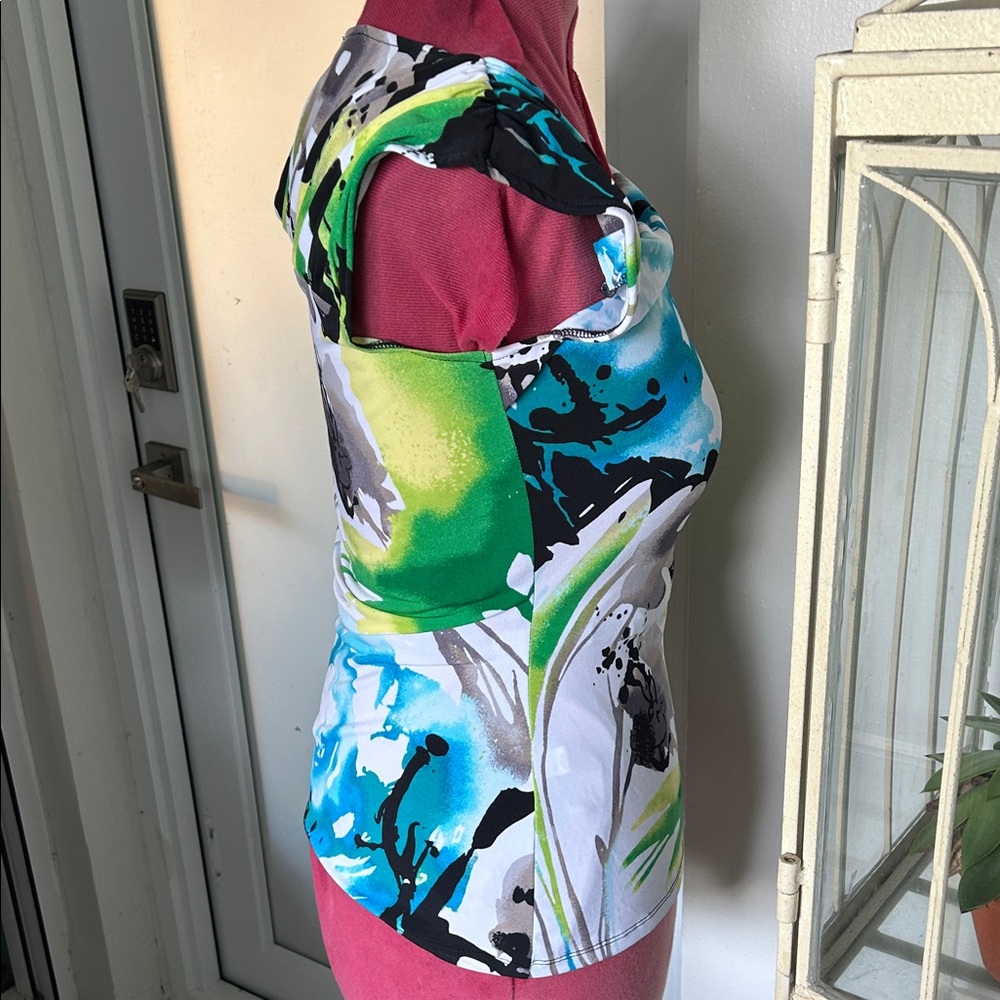 Express Multicolor Abstract Print Blouse - Picture 5 of 5